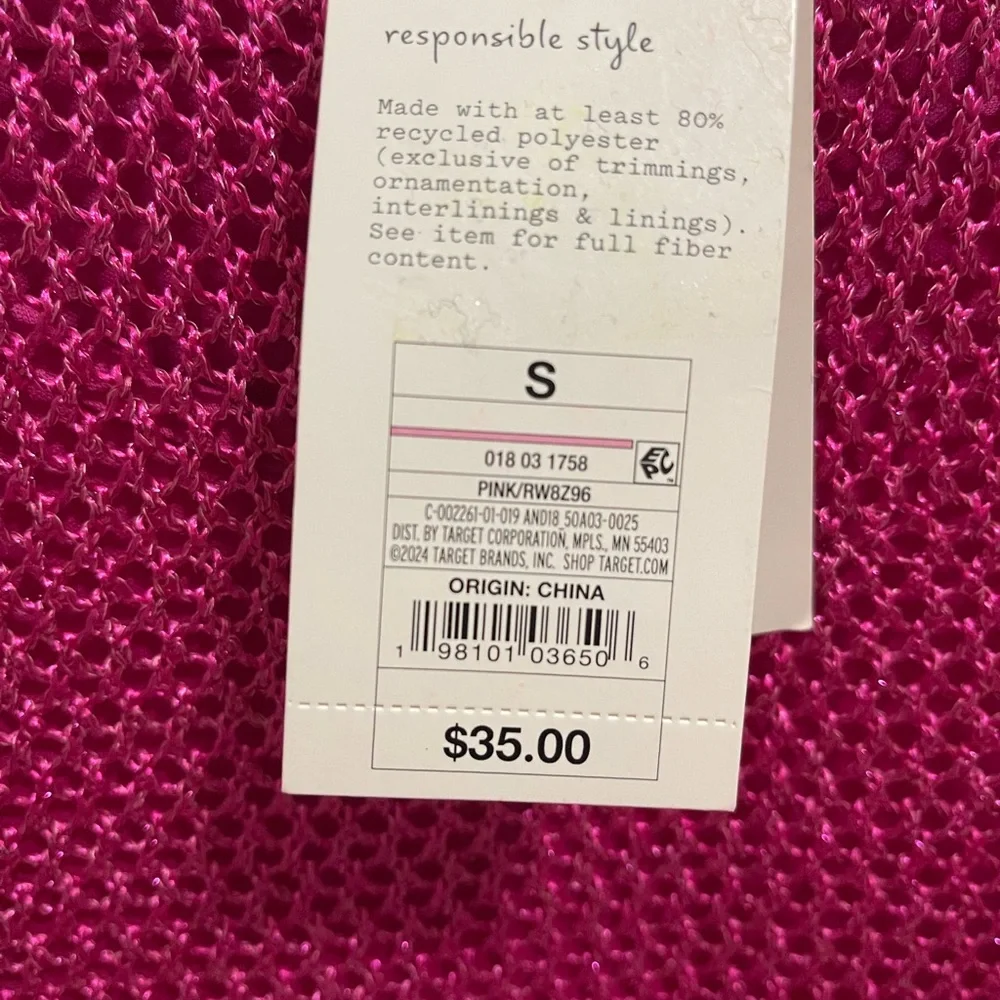 Women's Openwork Midi knit Tank Dress - A New Day Pink small NWT - Picture 4 of 6